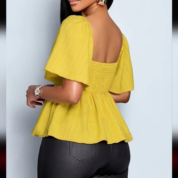 3/$30 Yellow Women's Peplum Top - Picture 2 of 8
